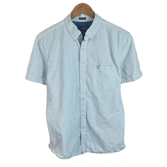 BF859 Men’s American Eagle Outfitters Striped SLIM Fit Button Down Shirt M - Picture 1 of 6